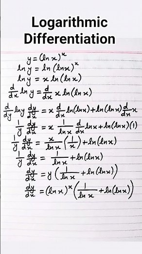 Derivative of (ln x)^x || Logarithmic Differentiation #shorts #maths #calculus #differentiation