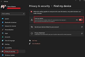 How to track a stolen laptop; Enable Find My Device in Windows 11/10