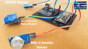 Nodemcu ESP8266 with DHT11, MQ2 Smoke Sensor, 5v Relay, and Blynk