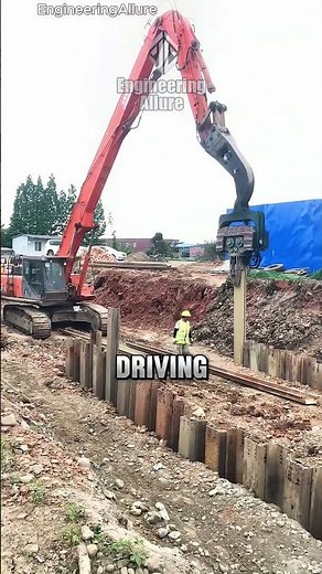 Sheet Piling Explained 😍 The Art of Building Underground Walls #shorts