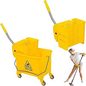 Amazon.com: Mop Bucket with Wringer on Wheels, Commercial Mop Bucket with 20 Quarts Bucket & Side Wringer Combo, Bucket with Wringer Set for Home (1PC Yellow) : Health & Household
