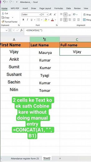 Join Text in Excel Easily | CONCAT Formula #excel #exceltricks #concatenate