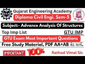 📘GTU Most IMP Questions Advance Analysis of Structures🔥| Diploma Civil Sem-5💯 | Free Material#gtuimp