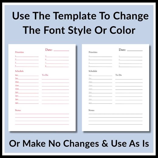 Daily Planners Undated - Editable Printable Template - Etsy