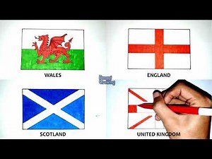 Drawing the Flag of Wales, England, Scotland, United Kingdom