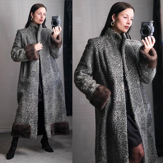 Vintage 60s Silver Gray Curly Lamb Wool A-line Maxi Length Coat W/ Mink Fur Cuffs | 100% Genuine Lambs Wool & Mink | 1960s Designer Overcoat - Etsy Canada