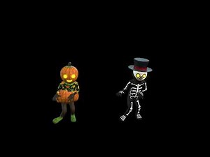 HALLOWEEN PARTY BACKGROUND - Dancing Pumpkin and Skeletons. Halloween Loop Video