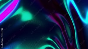 This stock motion graphics video shows a dark futuristic iridescent neon glowing cloth morphing background in a seamless loop.