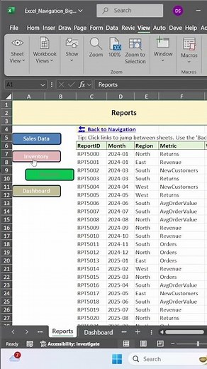 Excel Tricks !! How to Add Navigation to Spreadsheet in Excel #shorts
