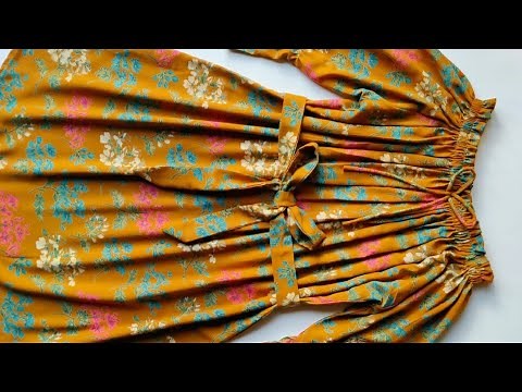 Readymade Style Frock With Frill Neck Cutting Stitching/ Off Shoulder Baby Frock /Raglan Sleeves