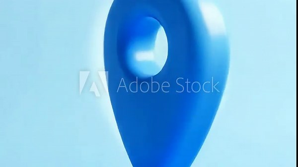 Blue map location pin bouncing on chroma key background, location icon animation, Location map pin pointer on GPS Map tracker animation, 3d Stock Video