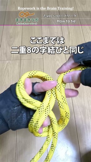 ウサギみたい!ダブルフィギュアエイトループ(Double figure-eight loop)｜脳トレ!ロープワーク #knot #camping #outdoors #fyp #shorts