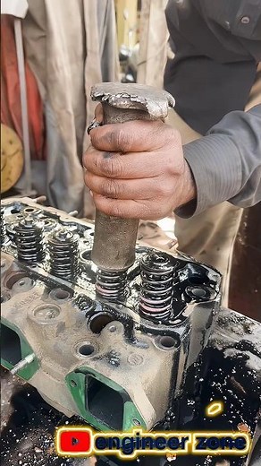Don’t Try This Without Skill! 😳 Engine Valve Spring Removal with Hammer | Mechanic Trick 🔥 #Shorts