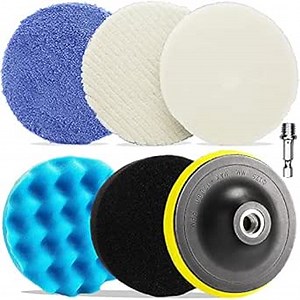 Amazon.com: SOLULU 5 Inch Wool Polishing Buffing Pads Kit, 7 Pcs Waxing Buffing Polishing Sponge, 5 Inch Face for 5 in 125mm Backing Plate, for Drill Buffer Attachment with M14 Drill Adapter : Automotive