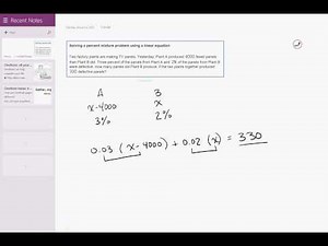 01 11 Solving a percent mixture problem using a linear equation