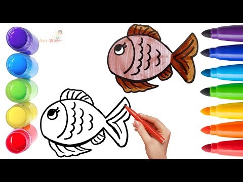 How To Draw cute Fish Drawing, Painting & Coloring For Kids and Toddlers_🌈🎨