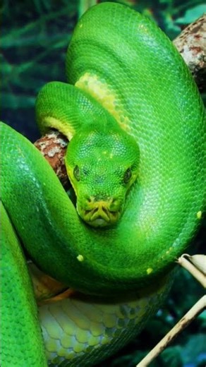 | Green Tree Python — silent, elegant, and dangerously mesmerizing! 🐍✨