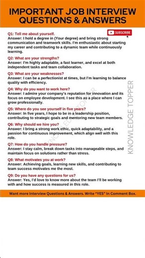 9 Most Important Job Interview Questions and Answers