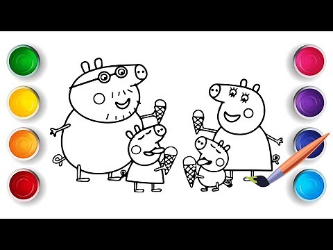 Peppa Pig Coloring Pages | Pig Family Drawing and Coloring Page for kids