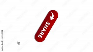 Animation of a mouse cursor hitting Rounded animated Share icon computer on white background