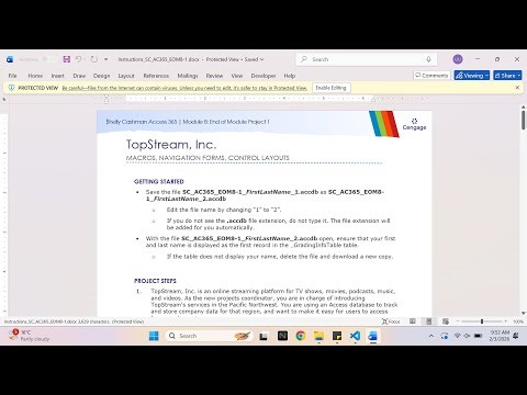 Shelly Cashman Access 365 | Module 8: End of Module Project 1 TopStream, Inc.