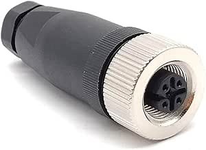 Elecbee M12 Connector 4 Pin Femle A Code Straight Screw-Joint Unshielded for 22AWG 0.34mm² Cable