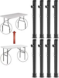 8-Pack Folding Table risers, Dural Folding Table Leg Extensions 4 Levels/Heights Table Leg Extenders 3.6in | 6.77in | 10in | 13in-All for Treating Your Back Pain