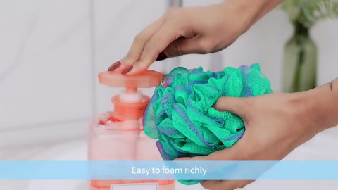 AmazerBath Loofah Sponge 75g/Piece, Exfoliating Bath Sponge Body Scrubber - Loofa Set of 4 Flower Color (Large, Green-Purple)