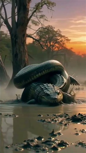 Snake vs Crocodile #wildlifebattle #snakevideo