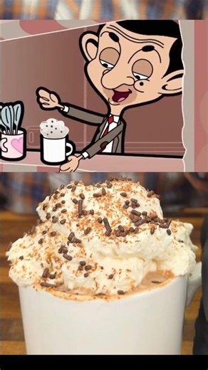 Mr Bean's Frothy Foam Grande Cappuccino Cloud Chaos!☕️ #shorts #cappuccino #mrbean #chocolate