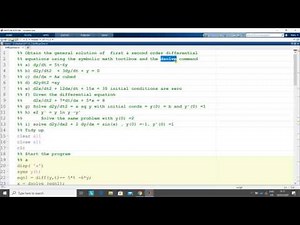 Solving first and second order equations in Matlab using the symbolic Math toolbox