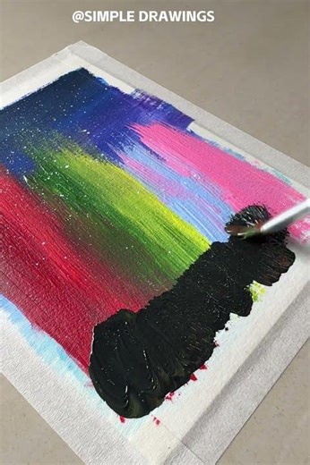Wait for the tape peel! 😍 Easy Aurora Painting! #painting #acrylicpainting #shors