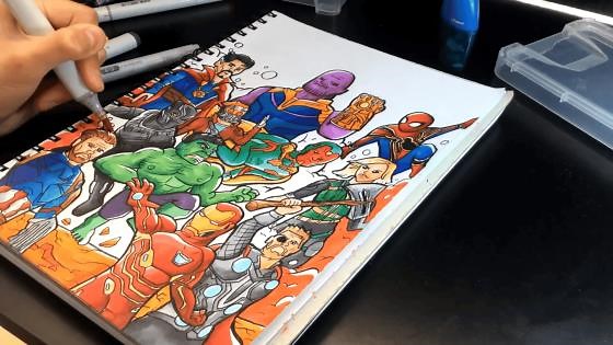 Infinity War Characters Marker Drawing