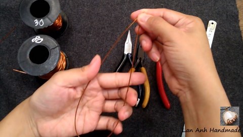 How to make necklace with pink quartz - Handmade copper wire jewelry 61