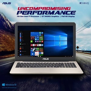The ASUS VivoBook R558UQ is geared with the latest Windows 10 Home and 7th Generation Intel® Core™ i7 processor with powerful 8GB DDR4 2400Mhz memory along with gaming grade NVIDIA GeForce GT 940MX graphics that can handle most games today. Experience richer, deeper colours with its Full HD (1920 x 1080) resolution display with dual surround speakers professionally tuned with the world’s famous audio maker B&O ICE Power for immersive entertainment. All this with 2 Years Global warranty covering 