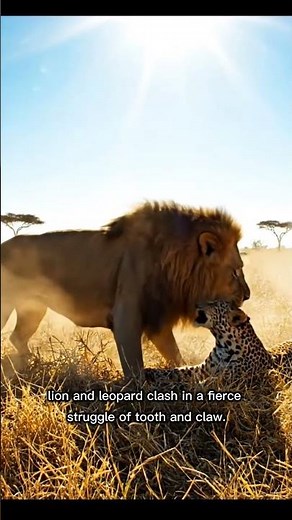 🦁 Lion vs Leopard | The Roar of Victory in the African Savanna #lion #animals
