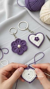 DIY Crochet Heart & Flower Keychains