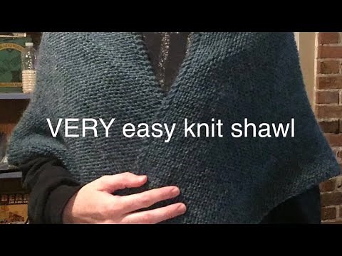 EASY Beginner Knit Shawl (Detailed, how to yarn over)