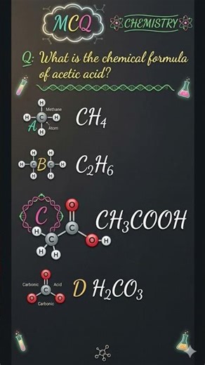 What is the Chemical Formula of Acetic Acid? #AceticAcid #CH3COOH #OrganicChemistry #ChemistryQuiz