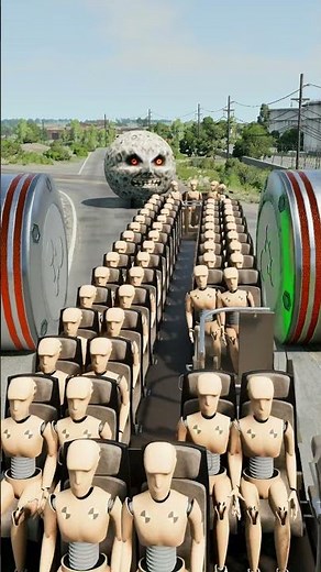 Colourful Capsule Buses vs Hydraulic Crush - BeamNG.drive #shorts #beamngdrive #bus