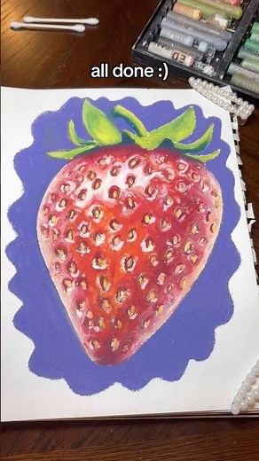Drawing a delicious oil pastel strawberry 🍓 #oilpastel #colortheory #artprocess #art