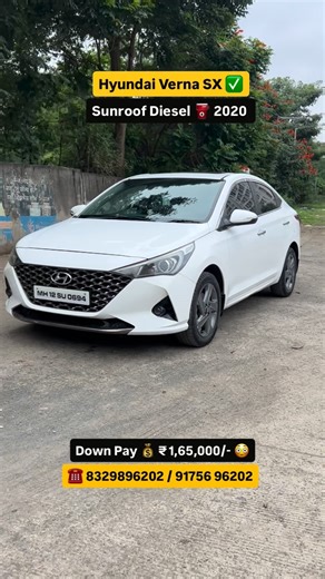 Nilesh Udmale on Instagram: "✅Hyundai Verna 1.5 SX MTDiesel Sunroof 😍Model 2020 October Premium Luxurious sedan, High speed performance car 🚘 Ownership 2nd, Running 65000km, Mileage 21+ City condition, Sunroof, push button start mirror control foldable, code less mobile charger, Cruise control, keyless entry, DRL Running Lights, Projector head lamps, Rear AC, Alloy wheels 🛞 Big dicky, smart Infotainment system, Navigation Web link Apple 🍎 car play line Wi-Fi link, Park camera sensor ✅ 1 year