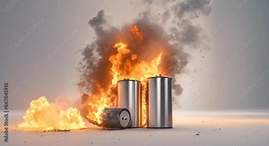 The potential dangers of lithium batteries explosions burns and fires Concept Lithium Battery Hazards Explosion Risks Thermal Runaway Fire Safety Burn Prevention 4k