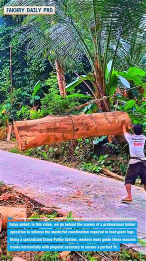Heavy Timber Logistics: The Art of Loading Massive Logs into Trucks #work #process #woodworking #diy