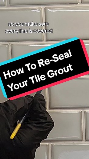 Step-by-step how to seal your tile grout. It's recommended you do this once a year to protect the grout from stains and discoloration and make it easier to clean. Grab a copy of my free home maintenance checklist if you need reminders of this and other routine home maintenance tasks. #thedailydiy #diy #doityourself #diyproject #tilebacksplash #homeimprovement #homemaintenance