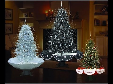 LED lights musical snowing christmas tree with umbrella-shape base