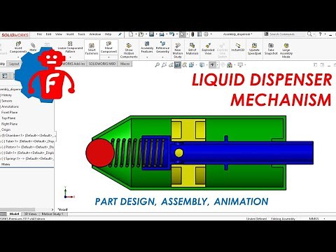 SolidWORKS Beginner Tutorials | Simple Dispenser PUMP Mechanism | Design Assembly | Motion ANIMATION