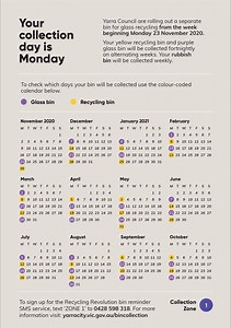 Keeping track of what day it is, can be hard 🤔 and knowing which night is bin night is even harder! From 23 November your purple glass bin and yellow recycling bin will be collected on different weeks, and alternate moving forward. To check which bins you need to put out first, you'll need to check your new bin collection calendar. We've also created an SMS reminder system, 📲 to help you keep track of which bins 🗑♻️ need to go out each week. That’s one less thing for you to think about! To ma