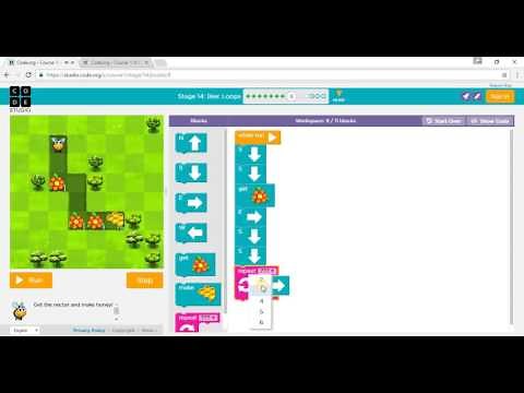Code.org: Course 1 - Stage 14: Bee Loops
