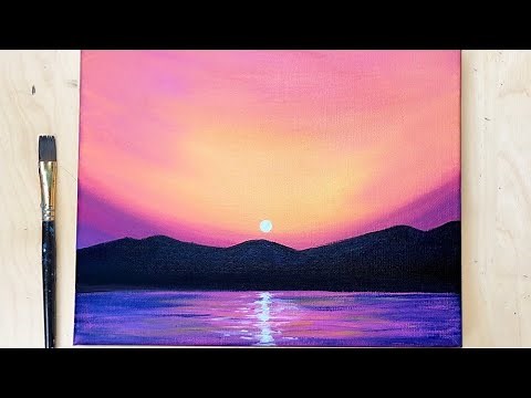 Easy Sunset Acrylic Painting Tutorial for Beginners Step by Step | Satisfying Demo